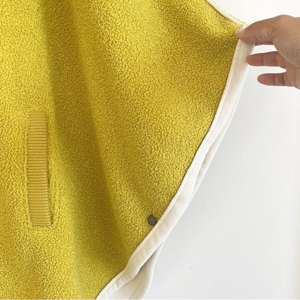 Free People Stone Cold Circle Cape Mustard Yellow Boucle Varsity Pancho - Picture 6 of 15